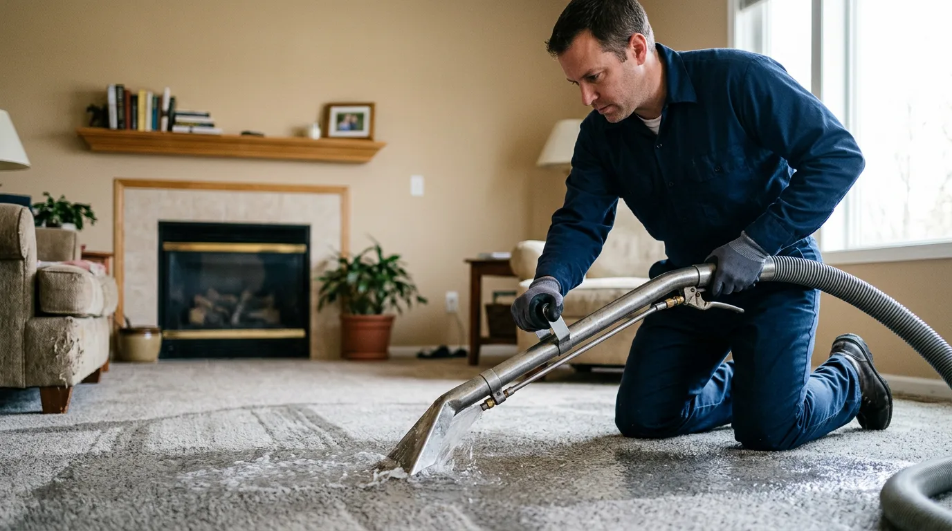 Water damage restoration technician working near Walpole, ME